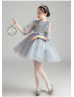 Gray Tulle Sparkly Flower Girl Dress